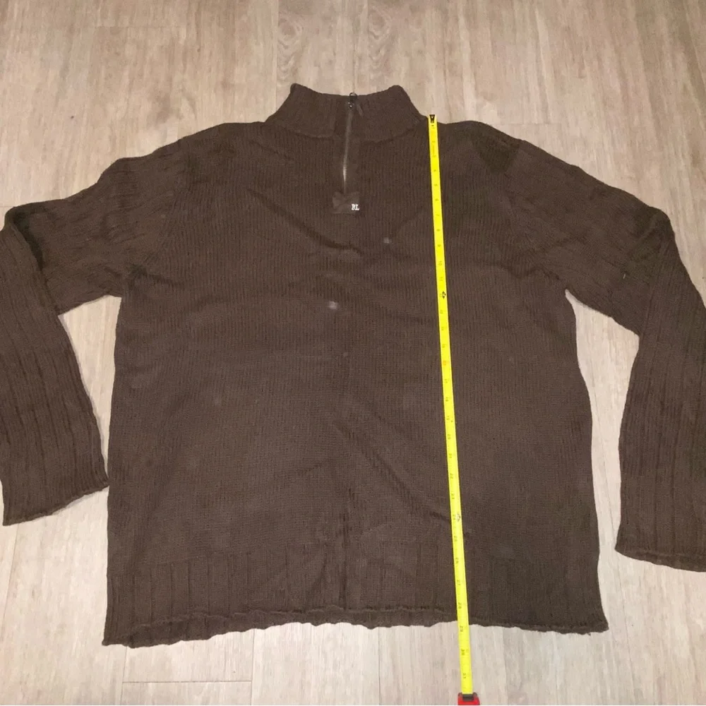 :::VINTAGE:::Men's polo jeans company 1/4 zip Brown Sweater size XXL - Picture 8 of 10